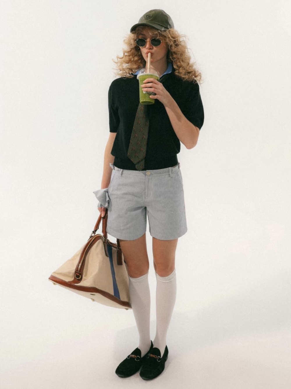 Ro Roo Ma adjustable waist blue stripe summer shorts S